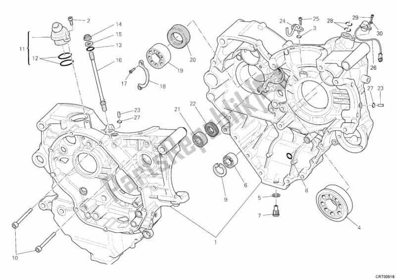 All parts for the Crankcase of the Ducati Superbike 848 EVO 2011